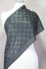 Authentic Louis Vuitton Scarf Shawl Stole Wrap 65 Cashmere 35 Silk Black Shine