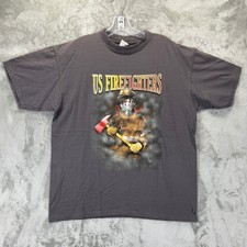 Camiseta gráfica Anvil US Firefighters para hombre grande gris carbón algodón