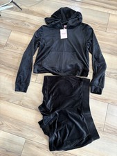 Juicy Couture Bling Tracksuit Velour Black Liquorice Hoodie  Shorts XL New NWT