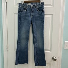 Pilcro Anthropologie The Yaya Mid-Rise Crop Flare Denim Jeans Women's Size 28