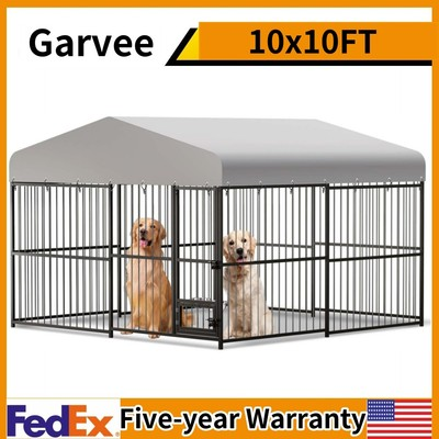 #ad #ad Outdoor Large Dog Kennel with Waterproof Cover 10x10x6FT Heavy Duty Dog Cage US $313.49