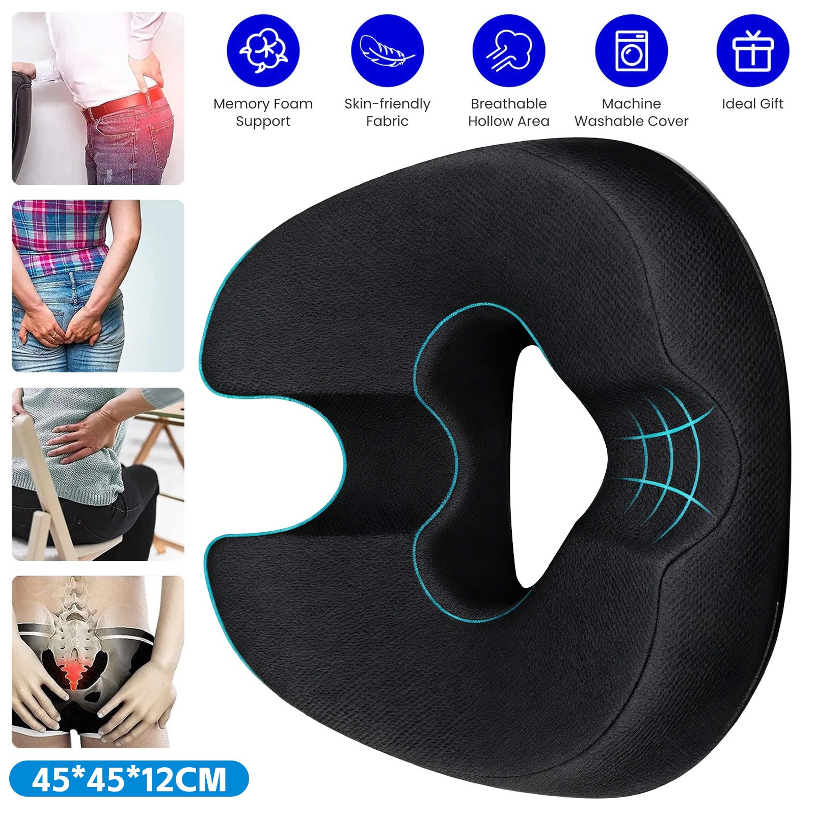 Steißbein Entlastungskissen Orthopädisch Memory Foam Sitzkissen für Büro Stuhl