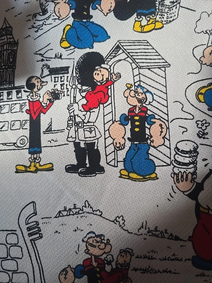 Peter Pan Fabric Popeye & Olive on vacation 64 x 46 knit fleece 1987 - Image 4 of 4