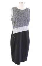 Calvin Klein Black White Color Block Printed Sheath Dress Size 8 Career Office