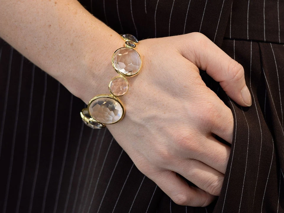 2000s Contemporary Rock Crystal 18k Yellow Gold Bangle by Ippolita - Image 4 of 4