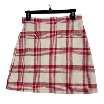 Marella Womens size 4 skirt red plaid Lione mini