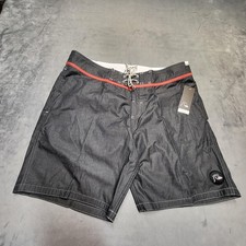 Quiksilver Shorts Mens 36 Black Board Shorts Swim Trunks Drawstring Poly/Cotton