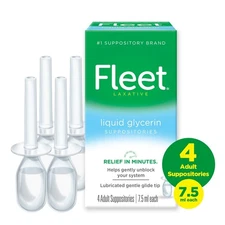 2 Pack Fleet Liquid Glycerin Suppositories for Constipation 7.5ml 4 Bottles Each