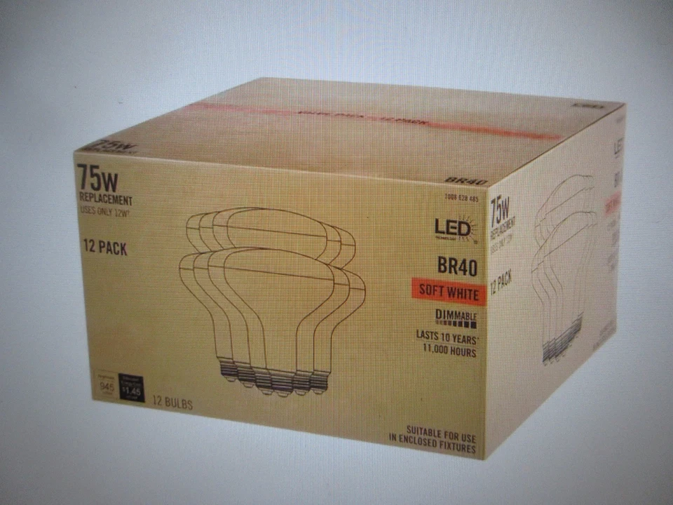 75-Watt Equivalent BR40 Dimmable LED Light Bulb Soft White 12PK - Image 4 of 4