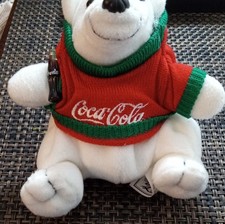 Coca-Cola Polar Bear Bean Bag Plush in Sweater 1997 Style 0116
