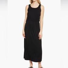Caslon Sleeveless Maxi Dress Soft Stretch Knit Elastic Waist Black L