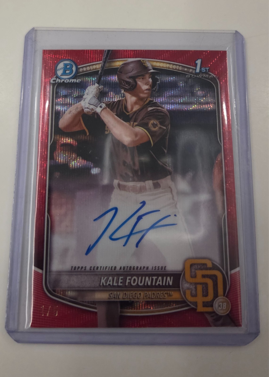 2025 Bowman Chrome Kale Fountain 1st Red Wave Auto 1/5 Padres