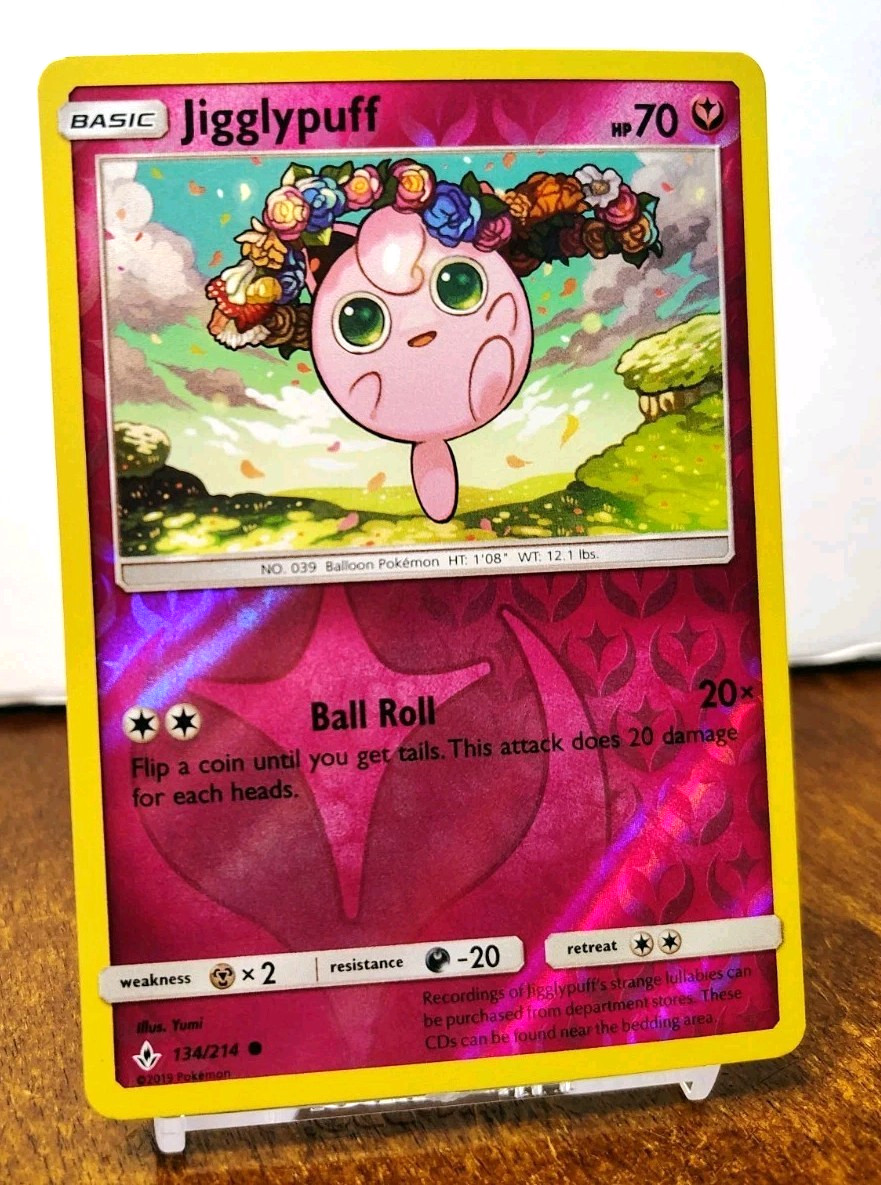 POKEMON JIGGLYPUFF 134/214 REVERSE HOLO UNBROKEN BONDS LP GREAT ART