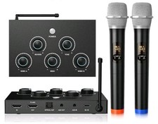 Wireless Microphone Karaoke Mixer System, Dual Handheld Wireless Microphone for