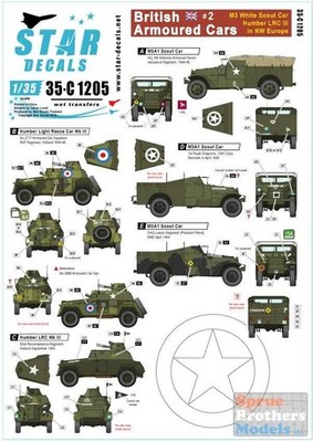 SRD35C1205 1:35 Star Decals - British Armoured Cars #2 (White Scout Car, Humber