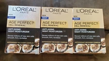 Lot of 3 ~ L'Oreal Paris Age Perfect Cell Renewal Night Moisturizer ~ 1.7 fl oz