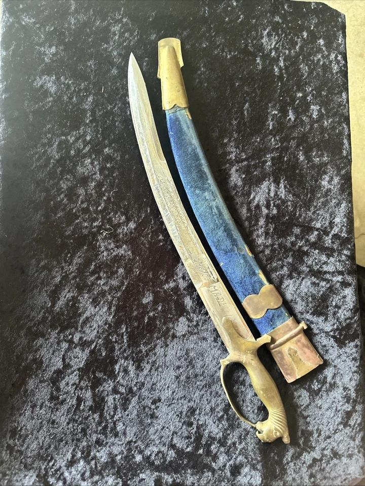 Vintage Indo-Persian Mughal Short Sword Dagger Made in India Silver? - Image 2 of 4