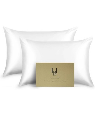 Luxury Brands King Organic 100% Mulberry Silk Grade Pillowcase Ivory (White)