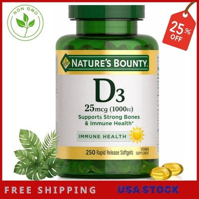 Nature s Bounty Vitamin D3 1000 IU Immune & Bone Support, 250 Softgels