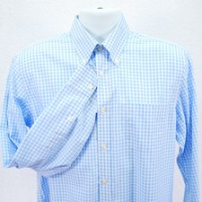 Brooks Brothers -Medium- Regent Fit Non-Iron Blue Check Button Down Dress Shirt