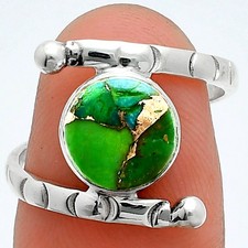 Blue Turquoise In Green Mohave 925 Sterling Silver Ring s.7.5 Jewelry R-1546