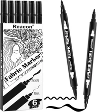 Black Fabric Markers, Dual Tip Fabric Paint Markers, Permanent Fabric Pens for C