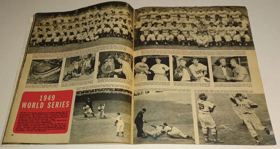 1950 Sports Review Baseball (oversized magazine) Jackie Robinson on cover (torn) - Image 4 of 4