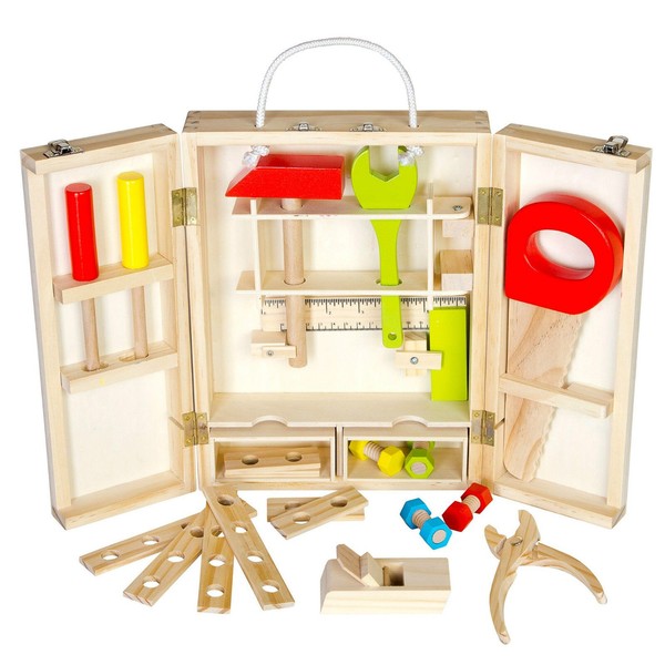 Restposten 20X Werkzeugkoffer Kasten Holzspielzeug Hammer SäGe Schraubendreher-image