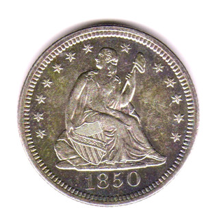 1850 Seated Liberty Quarter AU Grade Genuine Very Low Population Scarce Coin