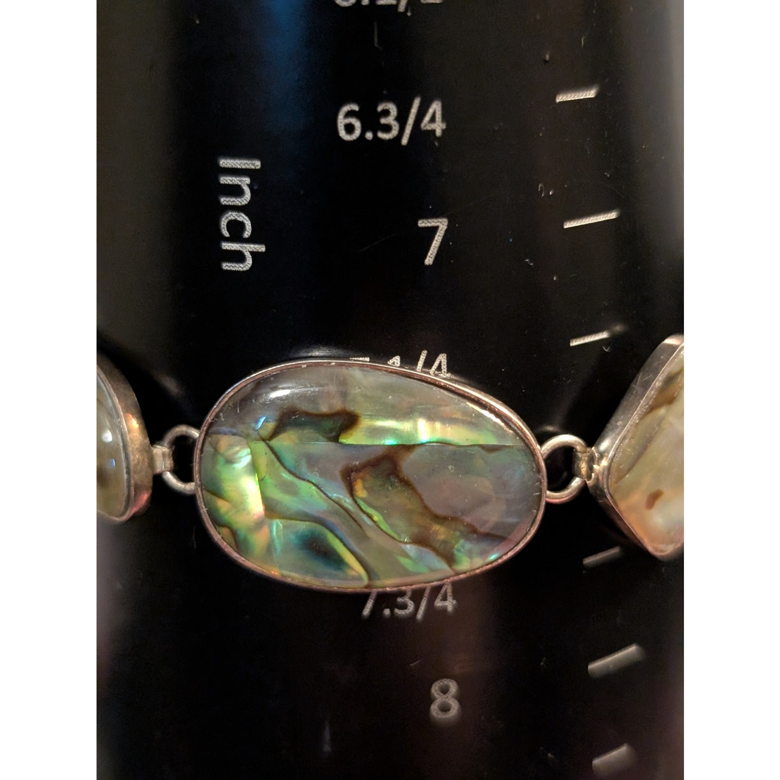 Sterling Silver Abalone Shell Toggle Bracelet - image 10