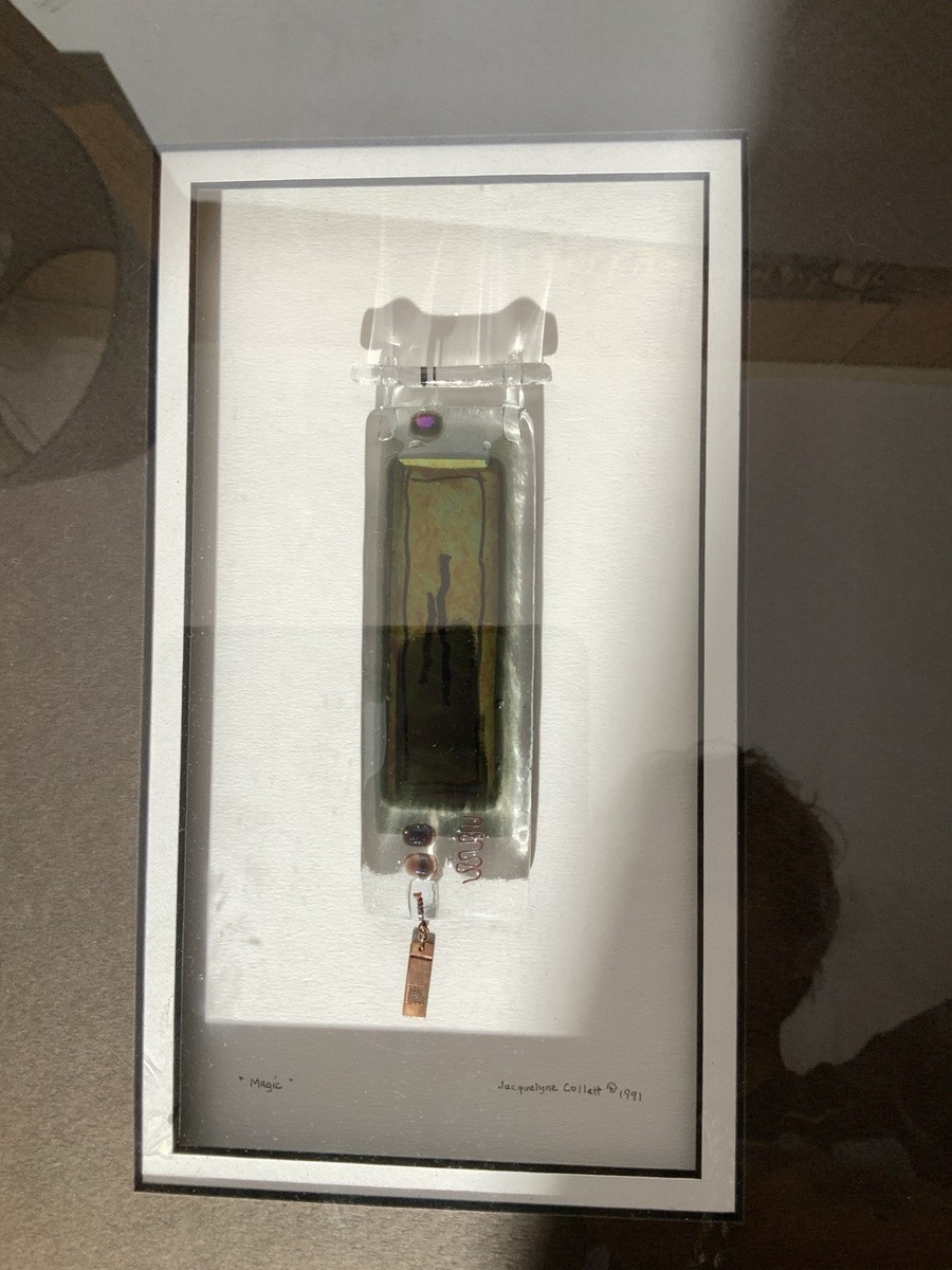 Jacquelyne Collett 1991 Fused Glass Art “Magic” in Framed Shadow