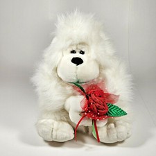 Dan Dee Gorilla Plush Stuffed Valentines Mothers Day White Red Rose Flower