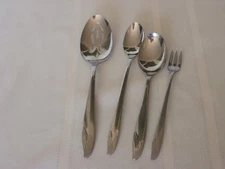 Oneida Stainless OHS5 Soup, Ice Tea Seafood Fork, Serve Spoon Curved Line Tip 4P