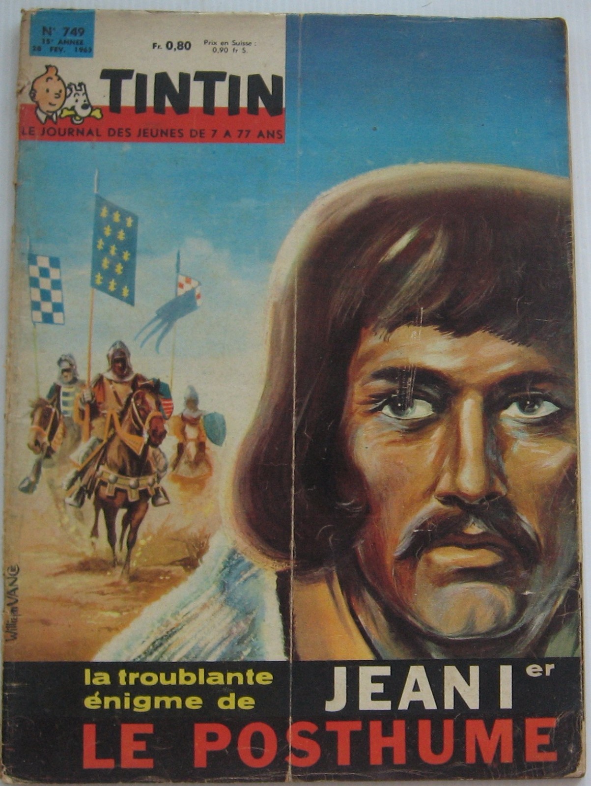 Vintage 1963 Tintin Journal No. 749 Featuring Jean I the Posthumous & Ric Rattle-image