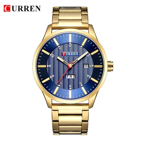 Orologio Curren Uomo Quarzo Lusso Oro Orologio Da Polso Luminoso Business Uomo Orologio NUOVO - Foto 14 di 29