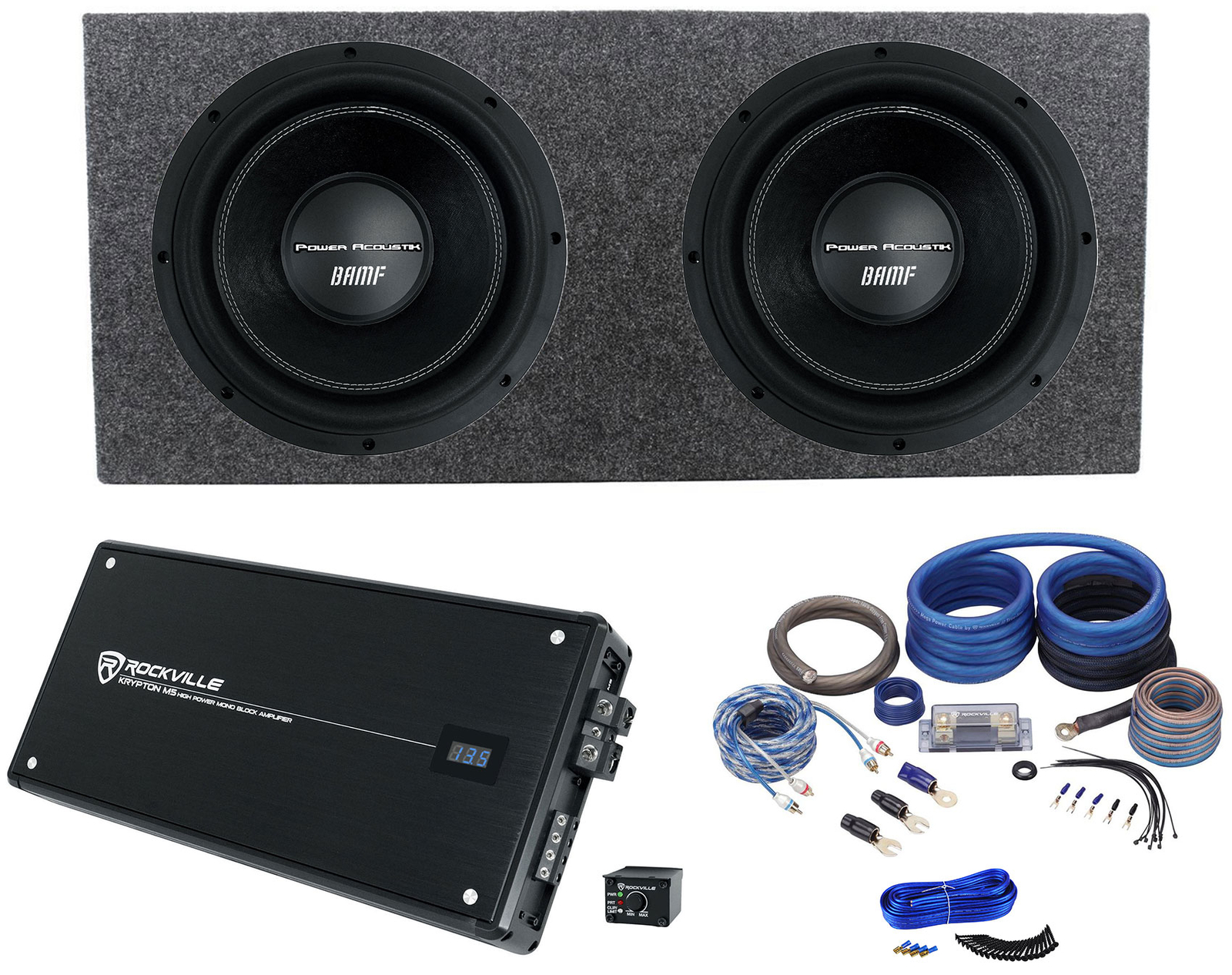 2 Power Acoustik BAMF-124 12 сабвуферов мощностью 3500 Вт Герметичный сабвуфер Усилитель Комплект усилителей 108090₽
