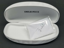 EMILIO PUCCI Eyeglass Sunglasses Felt Lined Hard Storage White Case  Cloth NEW