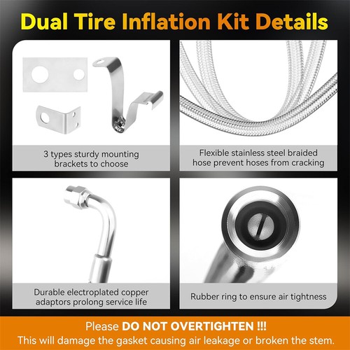 Dually Valve Stem Extenders Kit, Stainless Steel Braided Valve Stem Extension - Picture 5 of 7