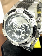 Invicta Men's Watch 29569 Bolt Quartz Chronograph Silver Black Steel 50mm Case