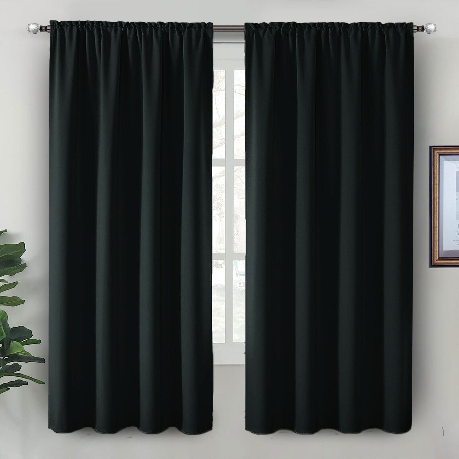 Thermal Small Blackout Curtains Ring Top Bedroom Kitchen Short Window ...