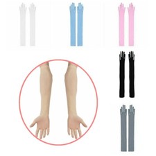 6Color Women Bridal Mesh Sheer Long Gloves Elastic Full Finger Sun Protection
