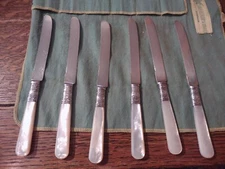 1855 Antique Pearl Handled Meriden Cutlery Co 6 Knifes 