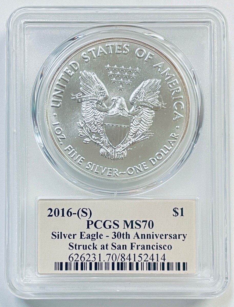2016-(S) $1 Silver Eagle PCGS MS70 30th Anniv Struck at SF T