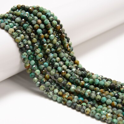 African Turquoise Faceted Round Beads 2mm 3mm 4mm 5mm 15.5'' Strand