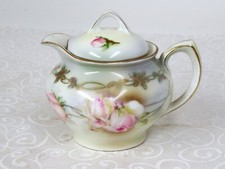 Antique Prussia Erdmann Schlegelmilch Covered Creamer/ Creamer Roses Gold Gilt