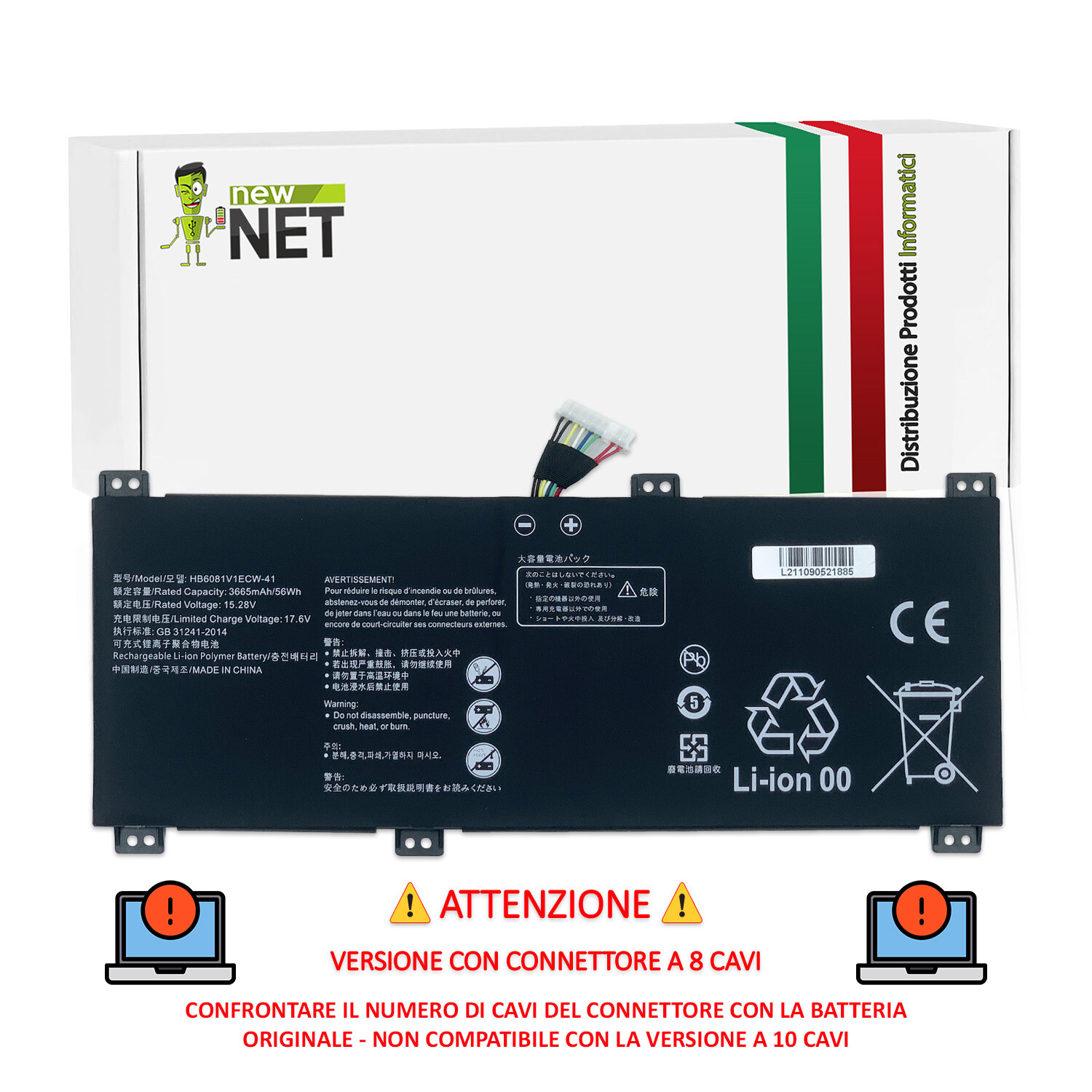 Batteria compatibile con Honor MagicBook Pro 2020 MagicBook Pro 10210U 15,28V