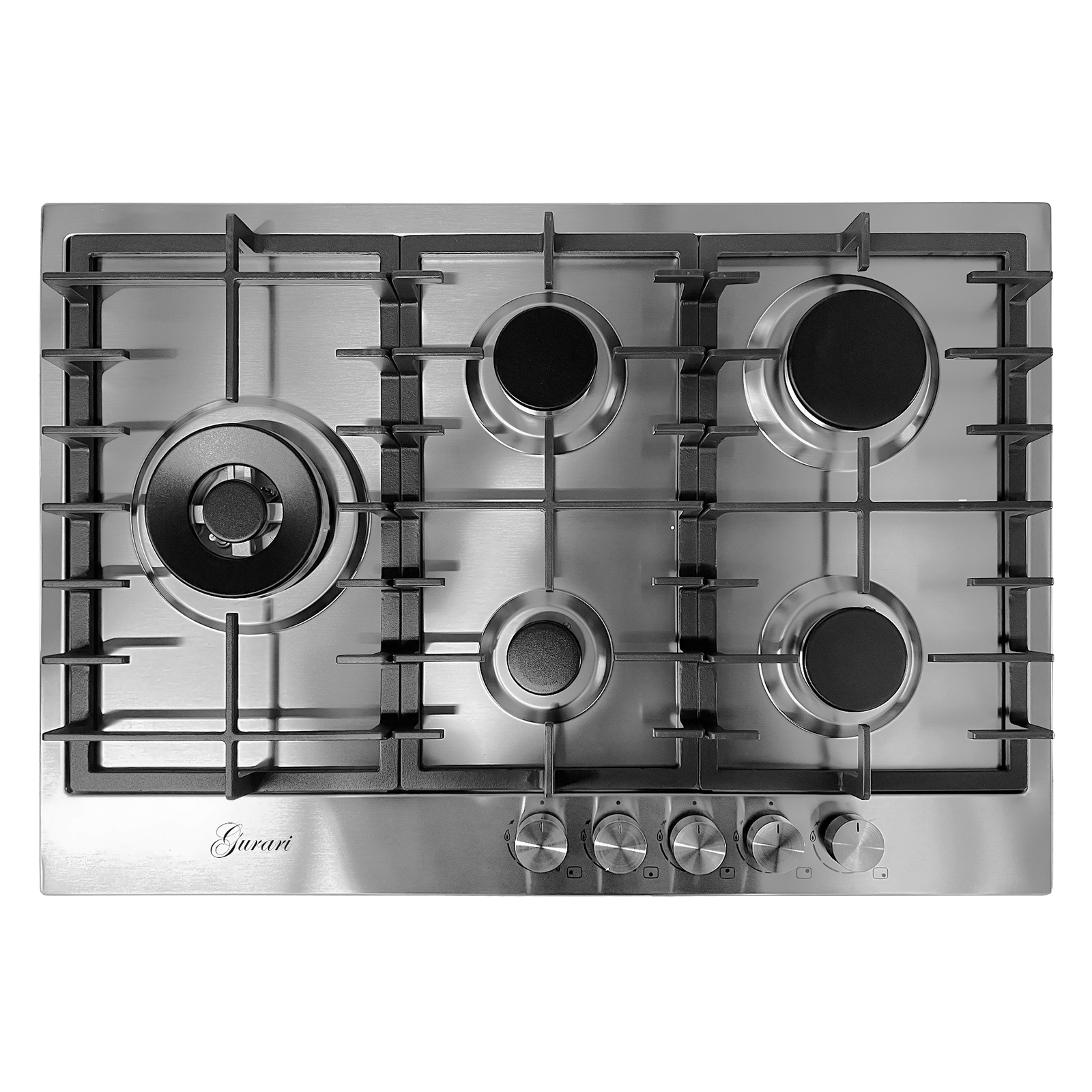Gurari GCH FG 755 GasKochfeld 75 cm mit 5 Flammen, Wok-Brenner 4,0kW, EG,FL.Gas