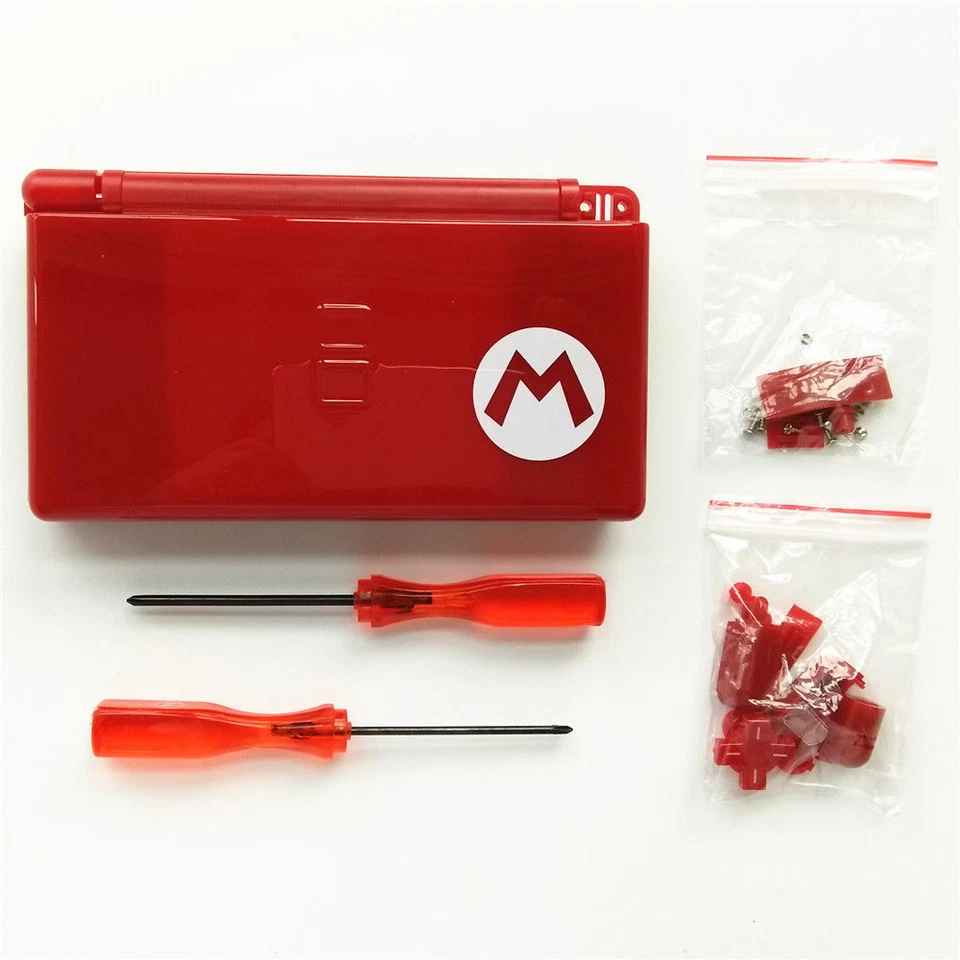 Nintendo DS Lite Full Replacement Housing Shell Screen Lens Mario Red US!