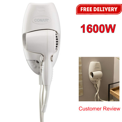 1600W Wall Mounted 2-Speed Hair Dryer for Home Hotel Space Saving Quick Drying