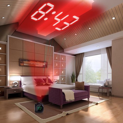 Backlight Alarm Clock Voice Talking LED Projector Cute Design Time Projection - Picture 9 of 13